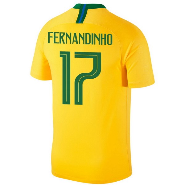 Camiseta Brasil 1ª Fernandinho 2018 Amarillo